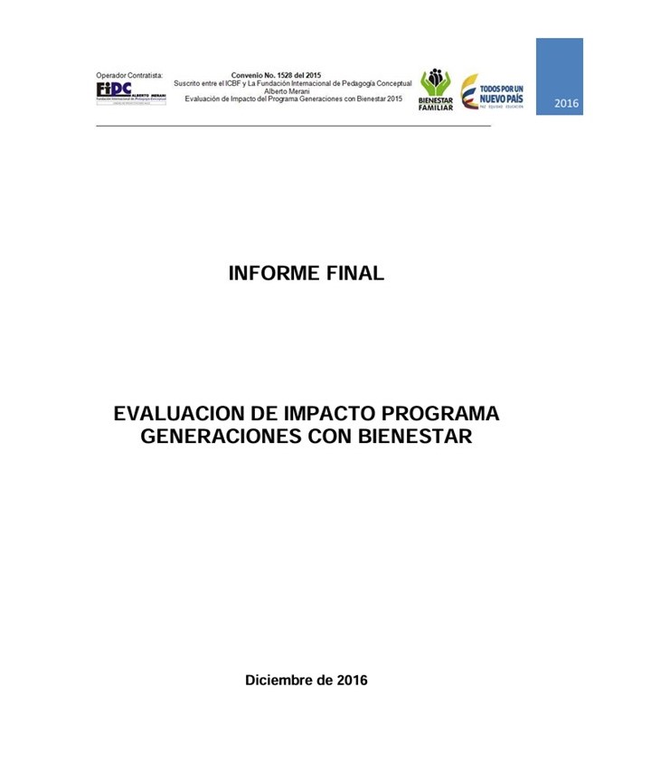 Portada Informe final de la evaluación de impacto programa generaciones con bienestar