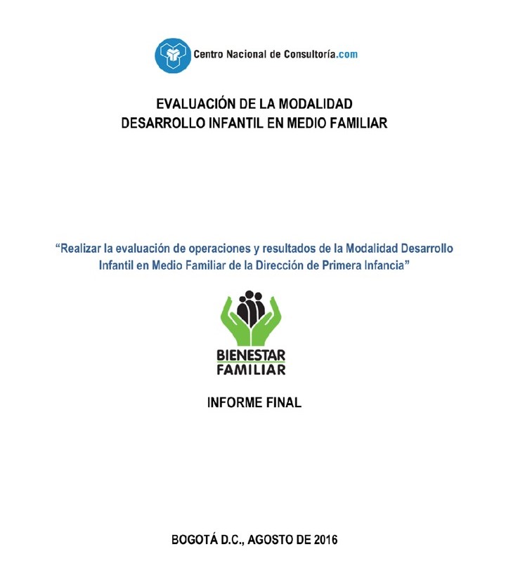 Portada Evaluación de la modalidad desarrollo infantil en medio familiar