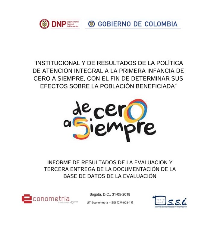 Portada Informe de resultados de la evaluación y tercera entrega de la documentación de la base de datos de la evaluación