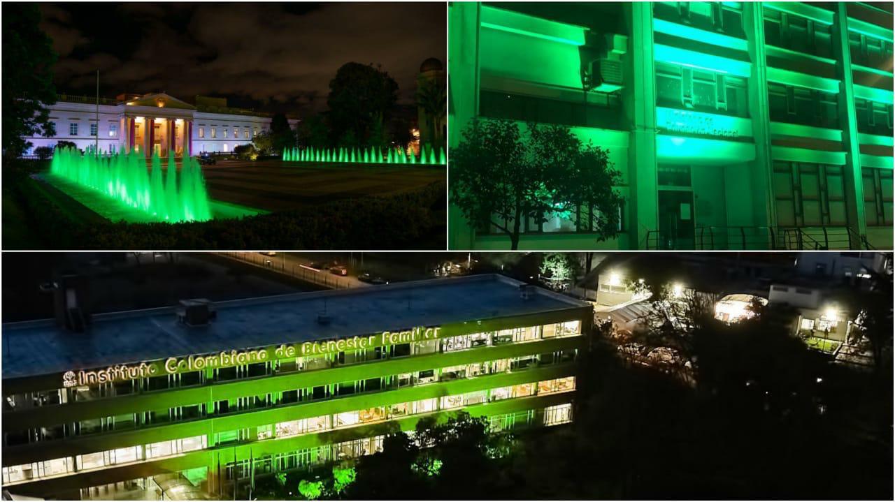 Casa de Nariño, ICBF y MinEducación se iluminan de verde con vigencia de cadena perpetua para violadores y asesinos de niños, niñas y adolescentes