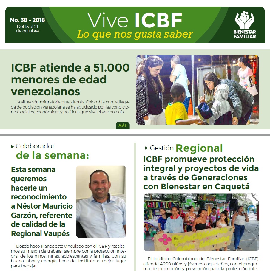 Boletín Vive ICBF No. 38 Boletín Vive ICBF No. 38