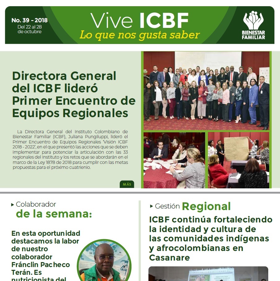 Boletín Vive ICBF No. 39 Boletín Vive ICBF No. 39
