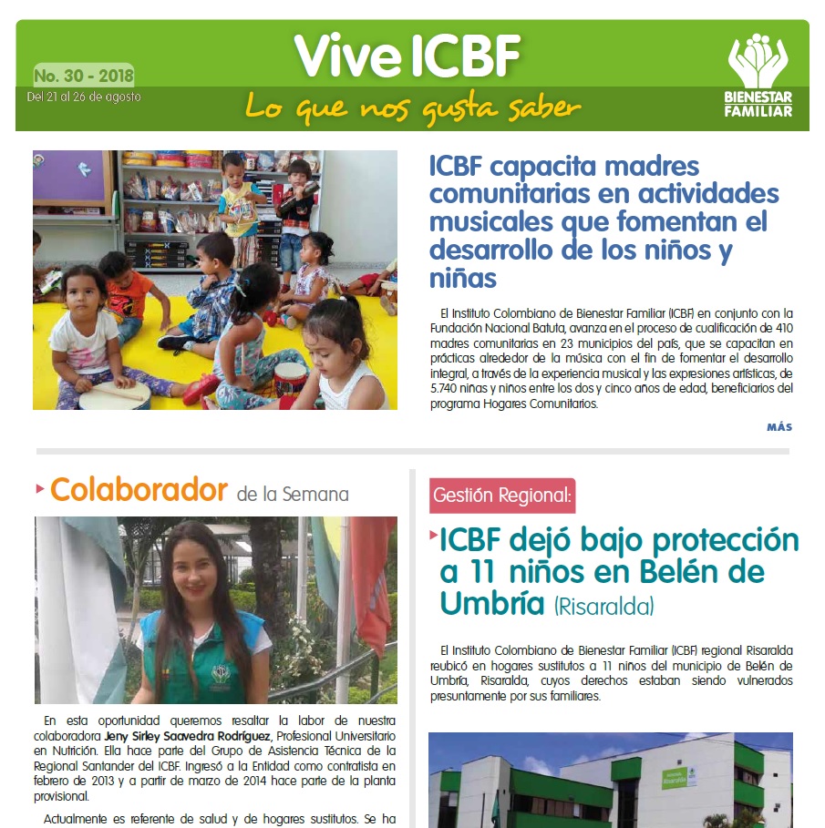 Boletín Vive ICBF No. 30 Boletín Vive ICBF No. 30